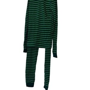 Hanna Andersson Dark Green Striped Pajama Set